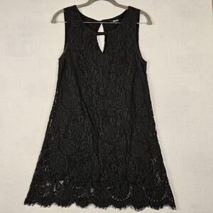 Wishlist Dress Womens Small Black Lace Sleeveless Shift Lined Keyhole Party